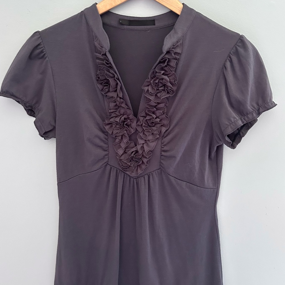 Y2K Vintage Ruffled Babydoll Top Purple Gray Size Medium - Picture 7 of 12